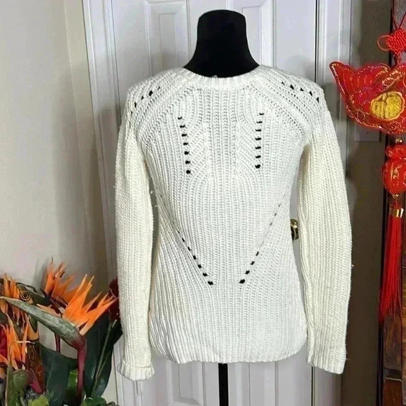 Calypso St. Barth Super Soft Open Knit Wool V-Neck Sweater Ivory XS - Picture 3 of 7